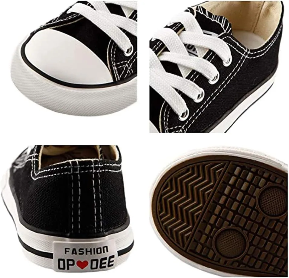 iFANS Boys and Girl Low Top Canvas Kids Lace up Sneakers