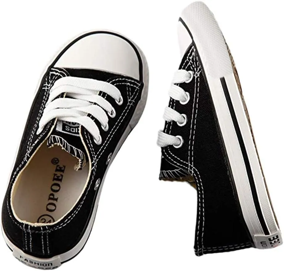 iFANS Boys and Girl Low Top Canvas Kids Lace up Sneakers