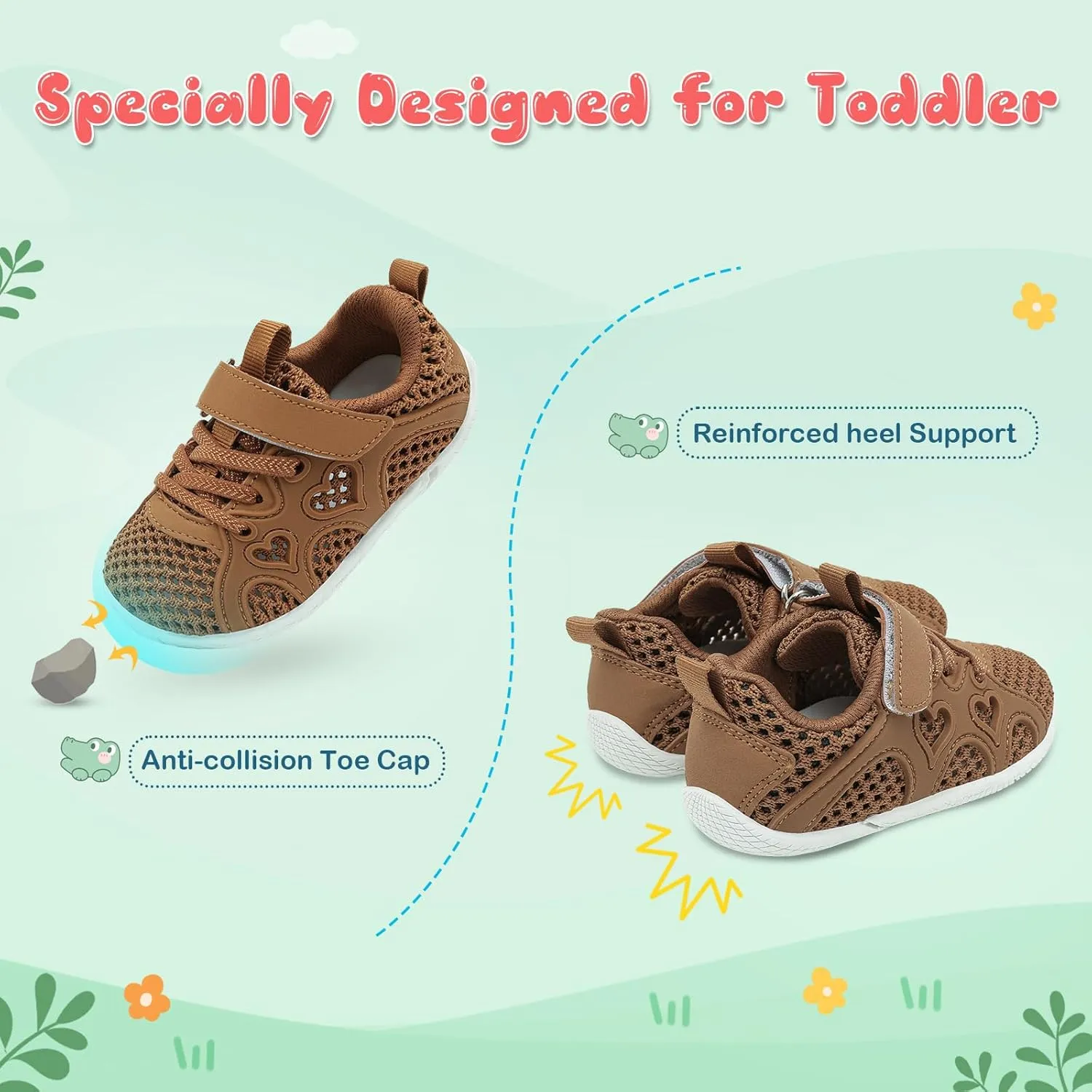 JIASUQI Toddler Shoes for Baby Girls Sneakers Barefoot Walking Shoes Running Tennis Shoes