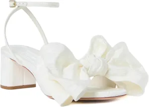 JORISTIMO Women's Bow Knot Heeled Sandals Mid Chunky Heels Open Toe Ankle Strap Slingback