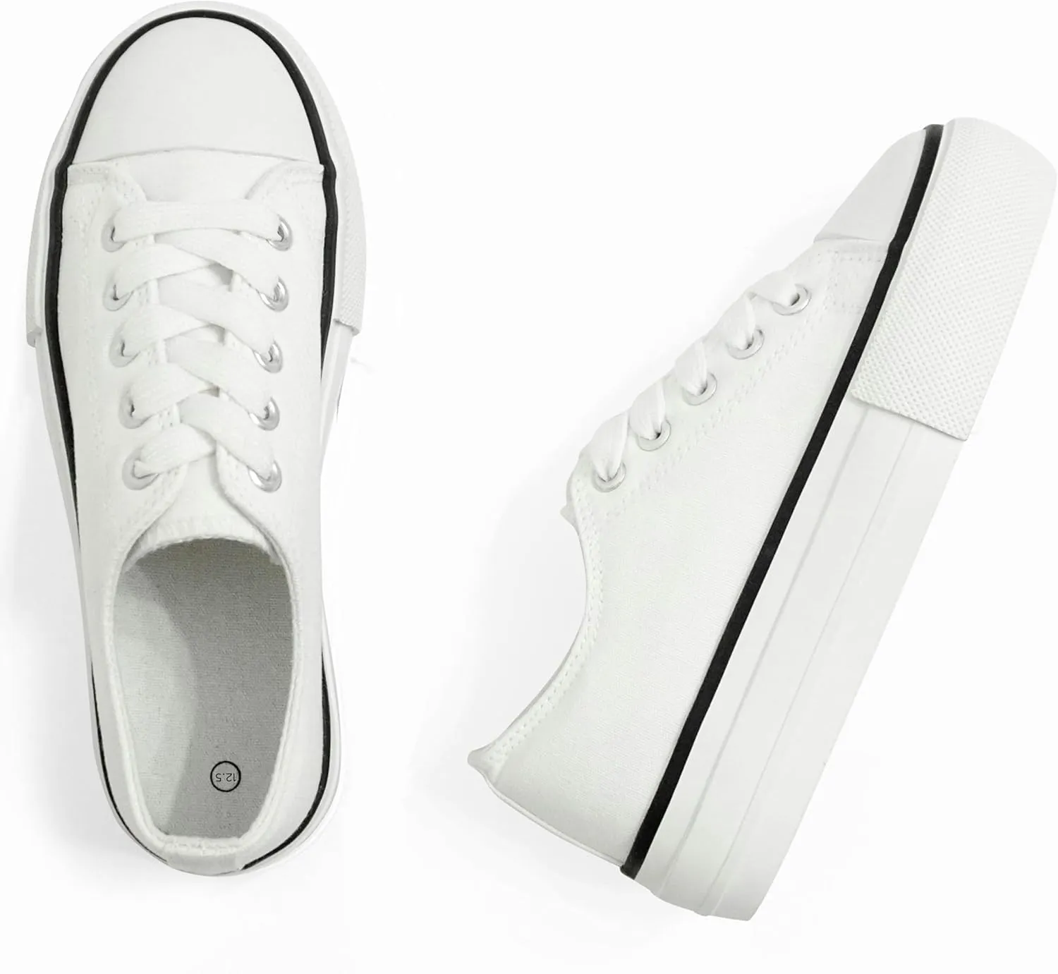 JUDIS Girls’ Platform Canvas Shoes Lace-up Fashion Sneakers Low Top and High Top Casual Shoes for Girls