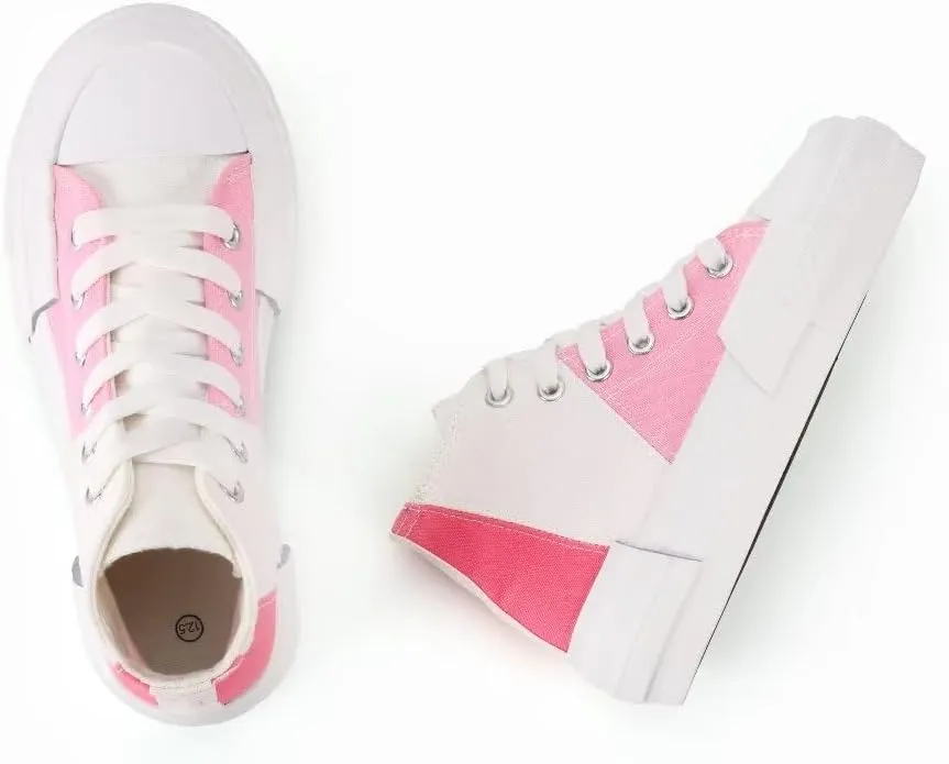 JUDIS Girls’ Platform Canvas Shoes Lace-up Fashion Sneakers Low Top and High Top Casual Shoes for Girls