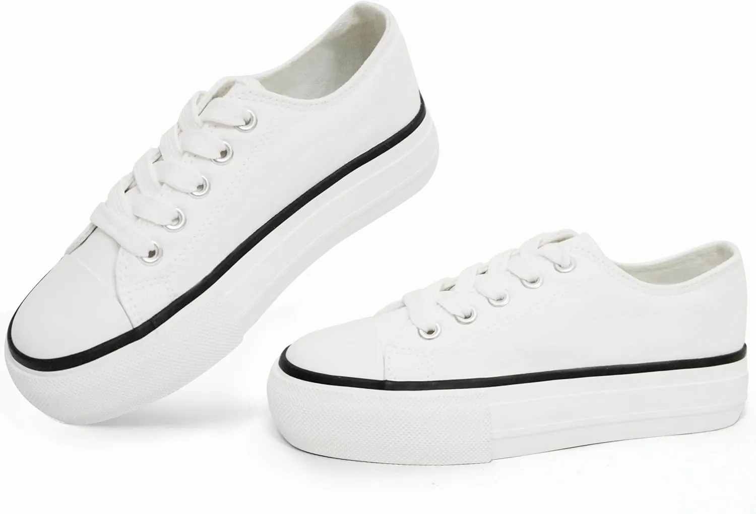 JUDIS Girls’ Platform Canvas Shoes Lace-up Fashion Sneakers Low Top and High Top Casual Shoes for Girls