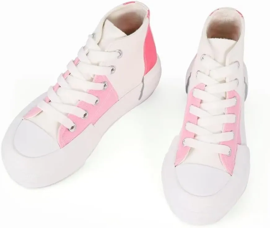JUDIS Girls’ Platform Canvas Shoes Lace-up Fashion Sneakers Low Top and High Top Casual Shoes for Girls