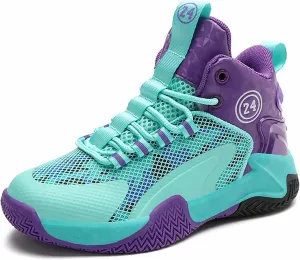 Kids Basketball Shoes Boys Cushion Sneakers Non-Slip Outdoor Sports Shoes Comfortable Girls Lightweight Breathable Walking Running Shoes Tennis Sneakers