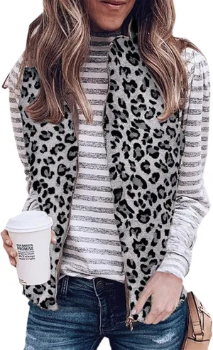LAMISSCHE Womens Fuzzy Fleece Lined Vest Reversible Sherpa Zip Up Jacket Warm Quilted Lightweight Pocket Outwear