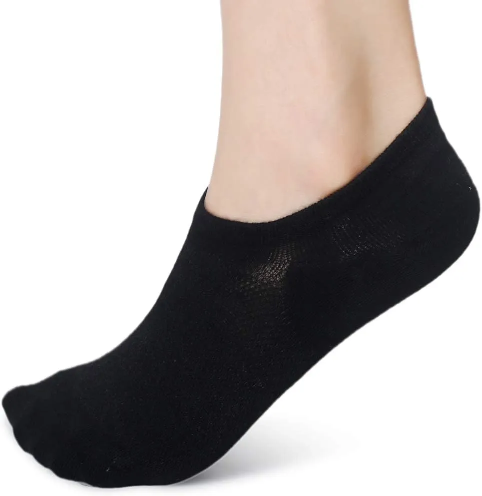 Leotruny Women’s 6 Pairs Bamboo Mesh Design Low Cut Non Slip No Show Socks