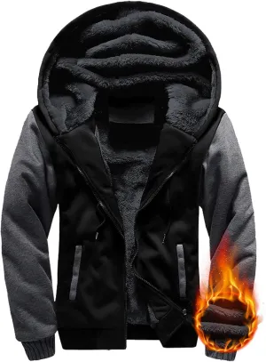 Little Beauty Hoodies for Men Zipper Jacket Fleece Sherpa Lined Winter Wool Heavyweight Sweashirts