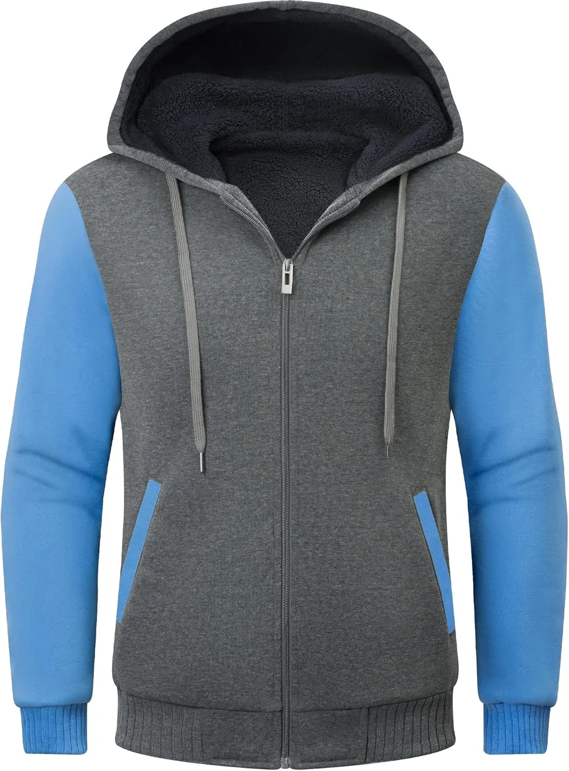 Little Beauty Hoodies for Men Zipper Jacket Fleece Sherpa Lined Winter Wool Heavyweight Sweashirts