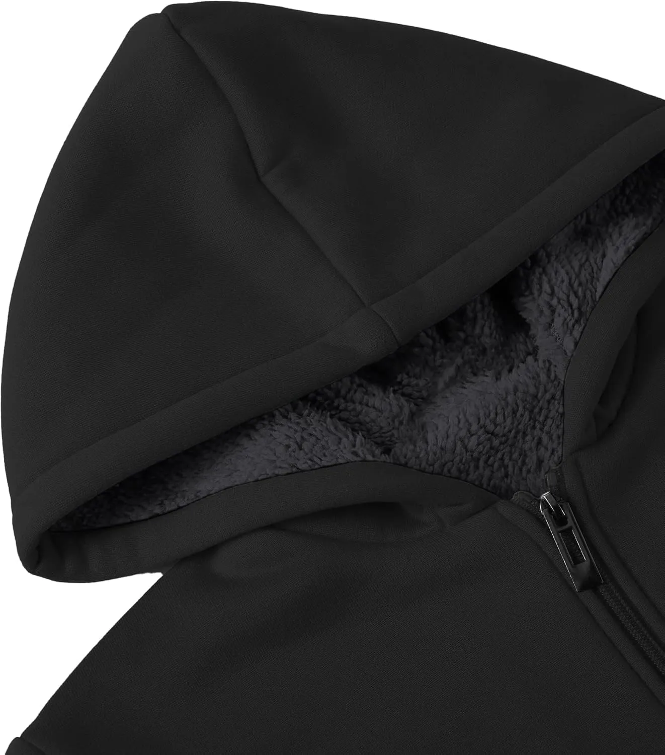Little Beauty Hoodies for Men Zipper Jacket Fleece Sherpa Lined Winter Wool Heavyweight Sweashirts