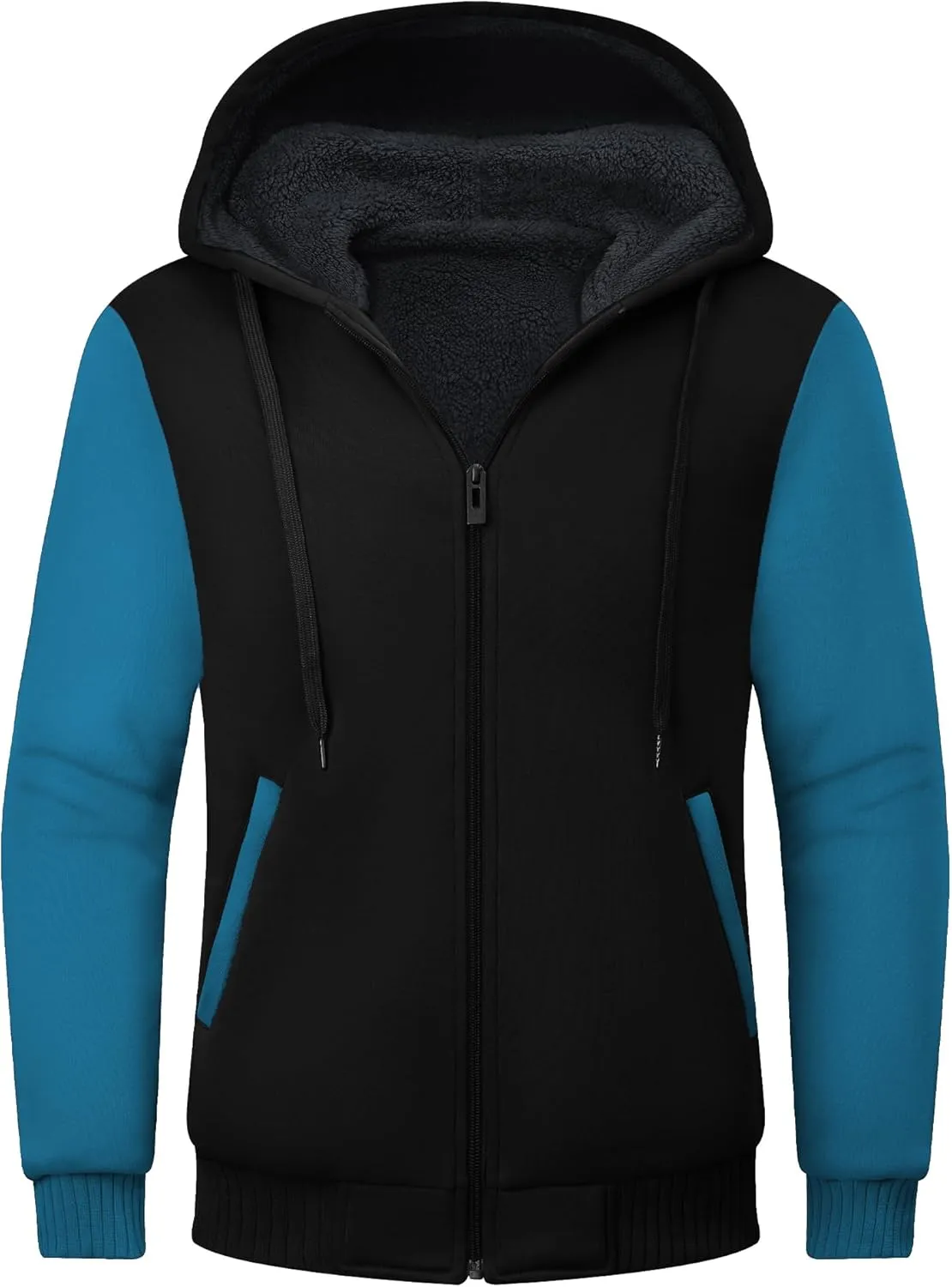 Little Beauty Hoodies for Men Zipper Jacket Fleece Sherpa Lined Winter Wool Heavyweight Sweashirts