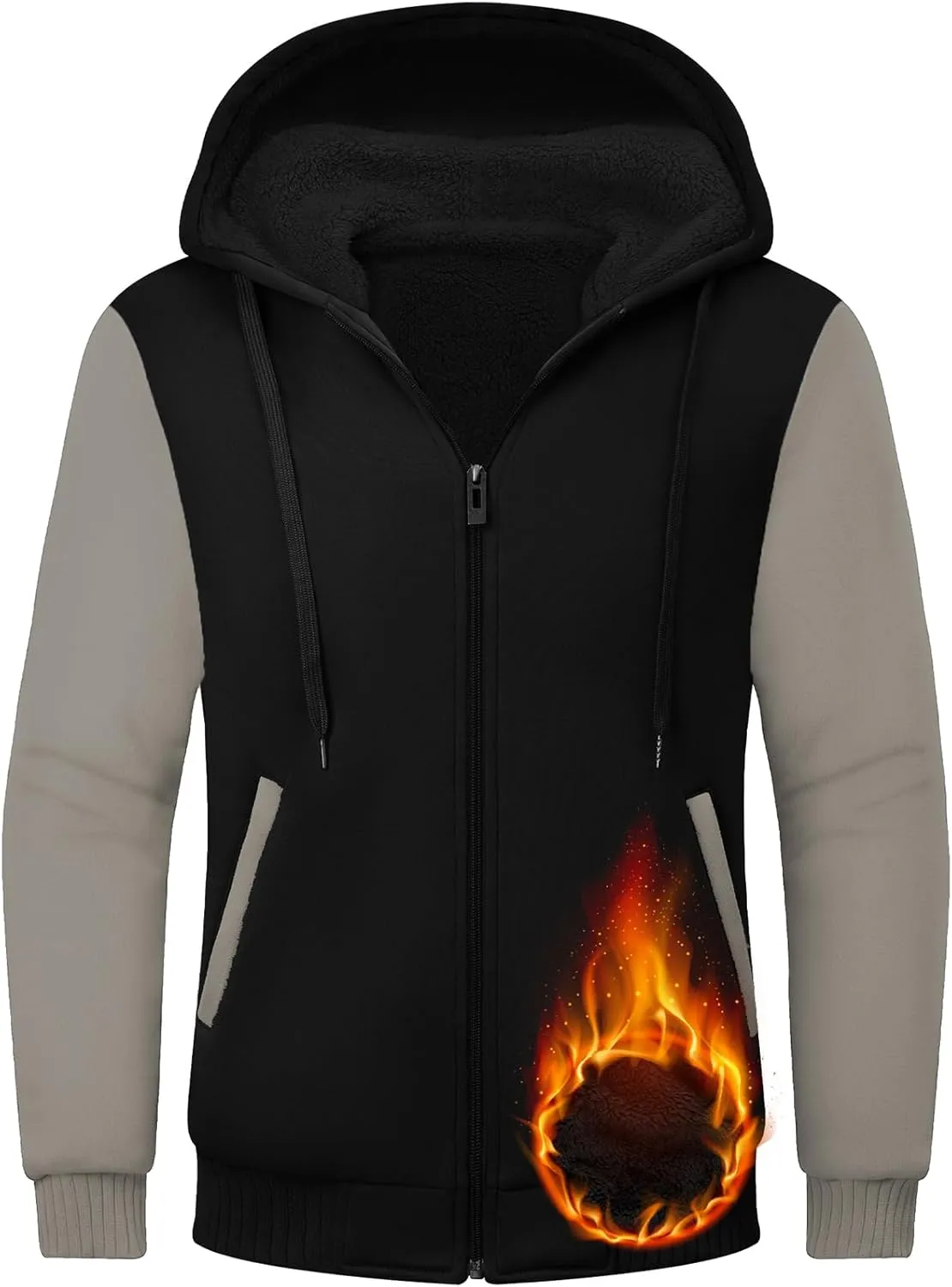 Little Beauty Hoodies for Men Zipper Jacket Fleece Sherpa Lined Winter Wool Heavyweight Sweashirts