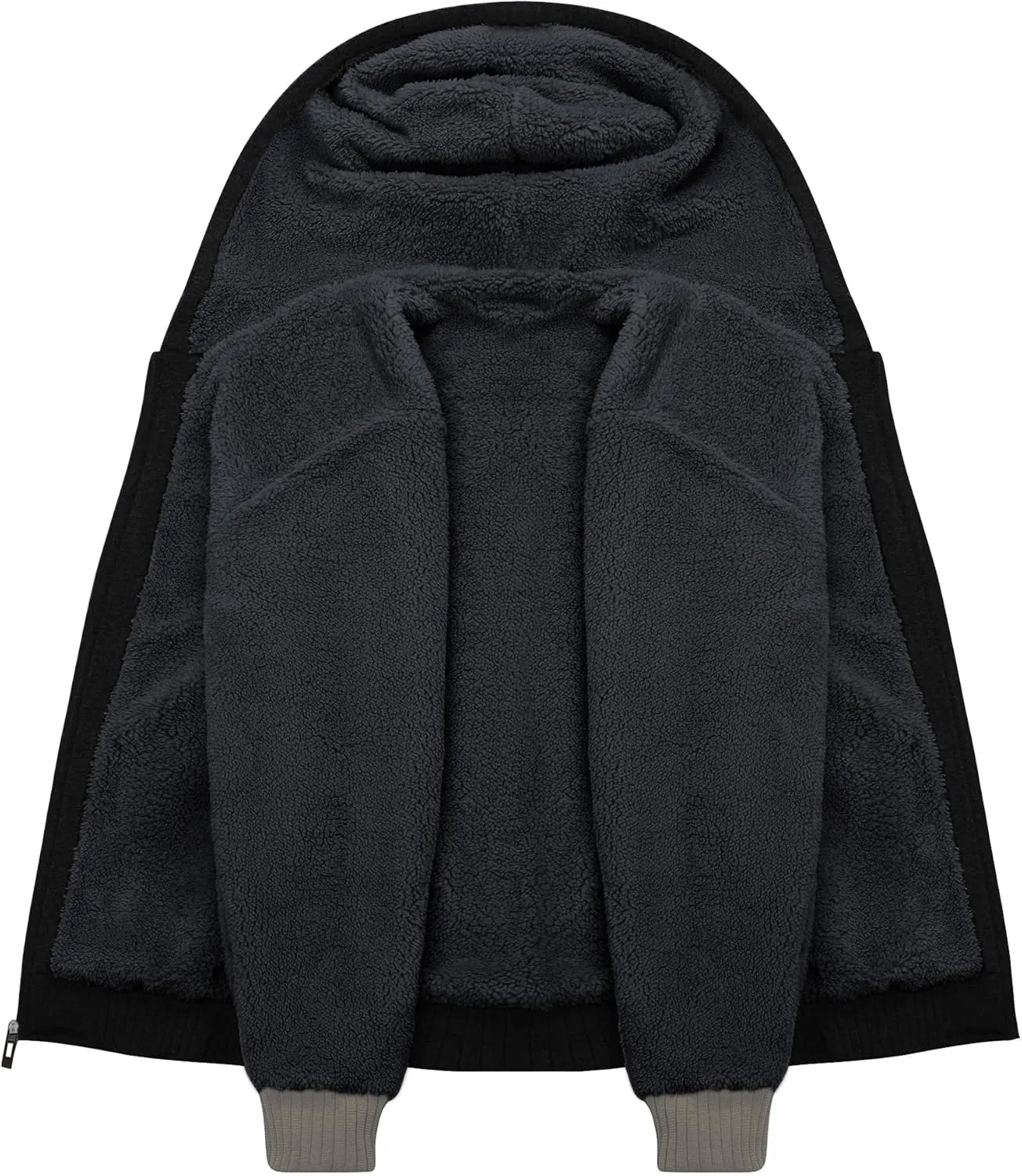 Little Beauty Hoodies for Men Zipper Jacket Fleece Sherpa Lined Winter Wool Heavyweight Sweashirts