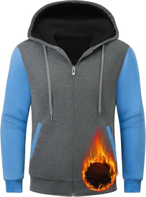 Little Beauty Hoodies for Men Zipper Jacket Fleece Sherpa Lined Winter Wool Heavyweight Sweashirts
