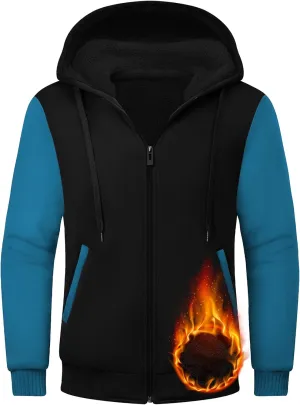 Little Beauty Hoodies for Men Zipper Jacket Fleece Sherpa Lined Winter Wool Heavyweight Sweashirts