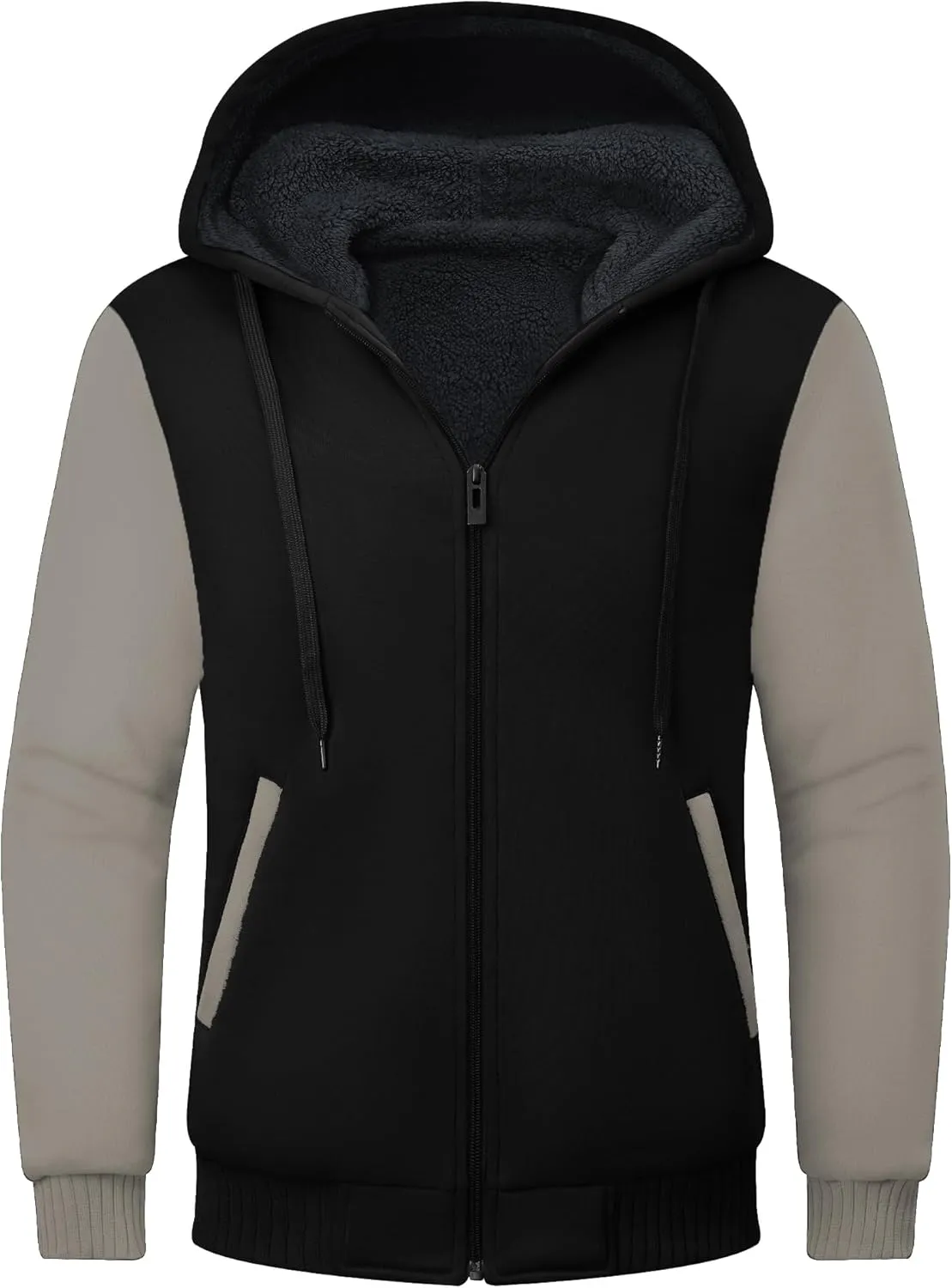 Little Beauty Hoodies for Men Zipper Jacket Fleece Sherpa Lined Winter Wool Heavyweight Sweashirts