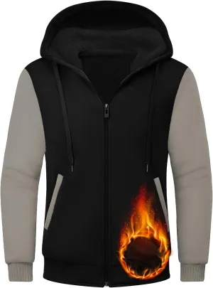 Little Beauty Hoodies for Men Zipper Jacket Fleece Sherpa Lined Winter Wool Heavyweight Sweashirts