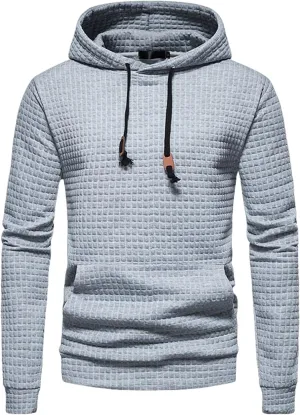 Men's Autumn Winter Plaid Hooded Sweatshirt Sports Hoodie