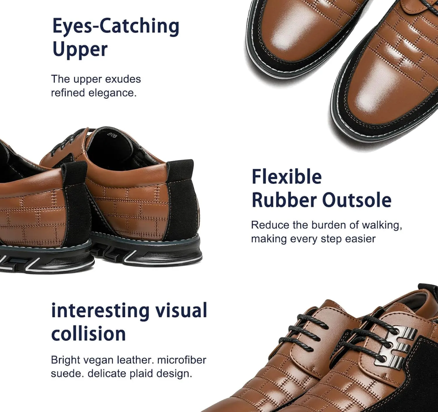 Mens Dress Shoes Comfortable Fashion Dress Sneakers Men Premium Vegan Leather Casual Shoes Business Office Wedding Formal Modern Oxfords