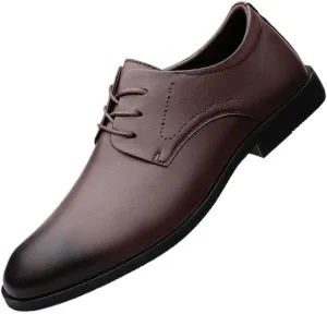 Mens Dress Sneakers All-Day Comfort Lace-up Leather Shoes Men’s Oxford Formal Shoes Leather Business Shoes(Brown,8.5)