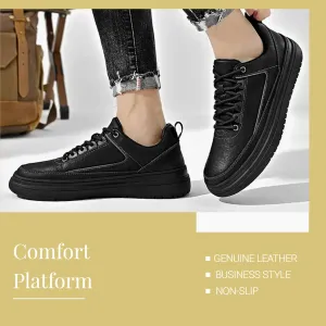Mens Dress Sneakers Leather Fashion Sneaker Non Slip Comfortable Dress Shoes for Men Casual Oxford Sneaker Shoes
