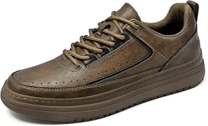 Mens Dress Sneakers Leather Fashion Sneaker Non Slip Comfortable Dress Shoes for Men Casual Oxford Sneaker Shoes