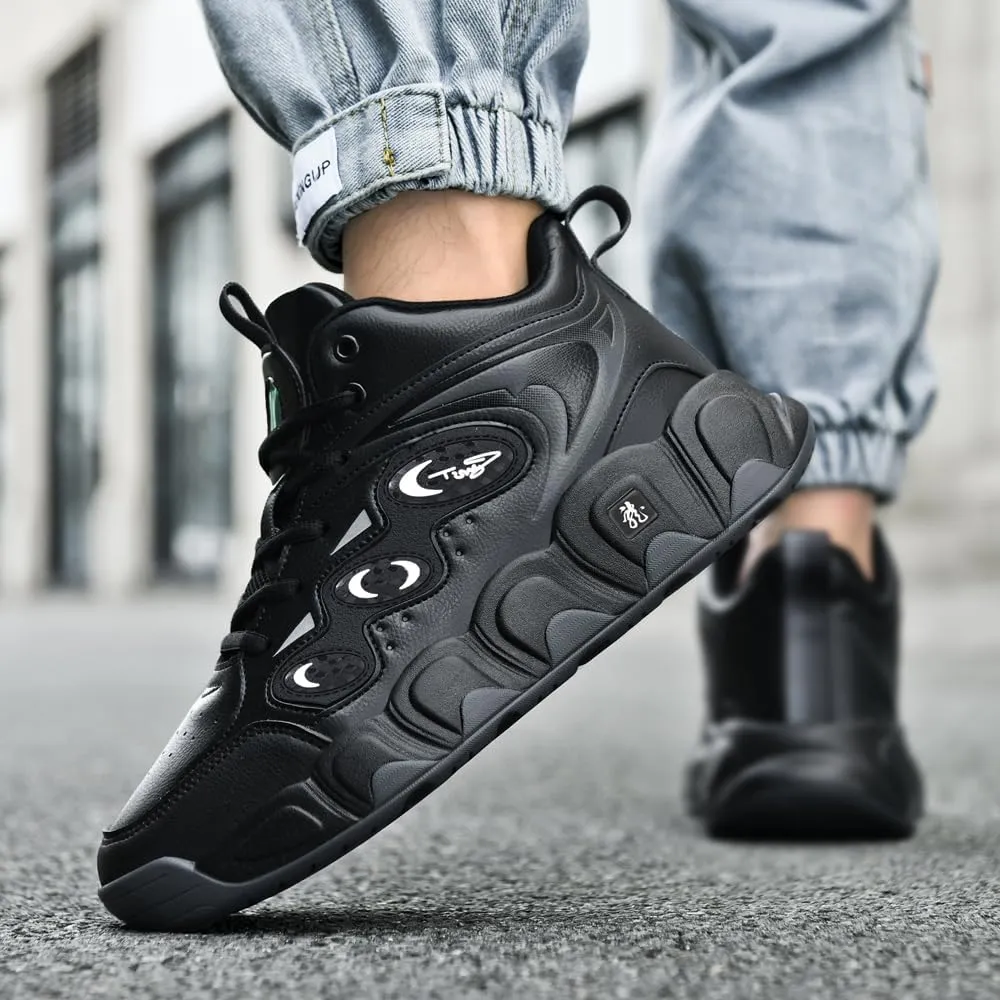 Men's High-Top Basketball Shoes,Artificial Leather Sneakers,Plus Sizes