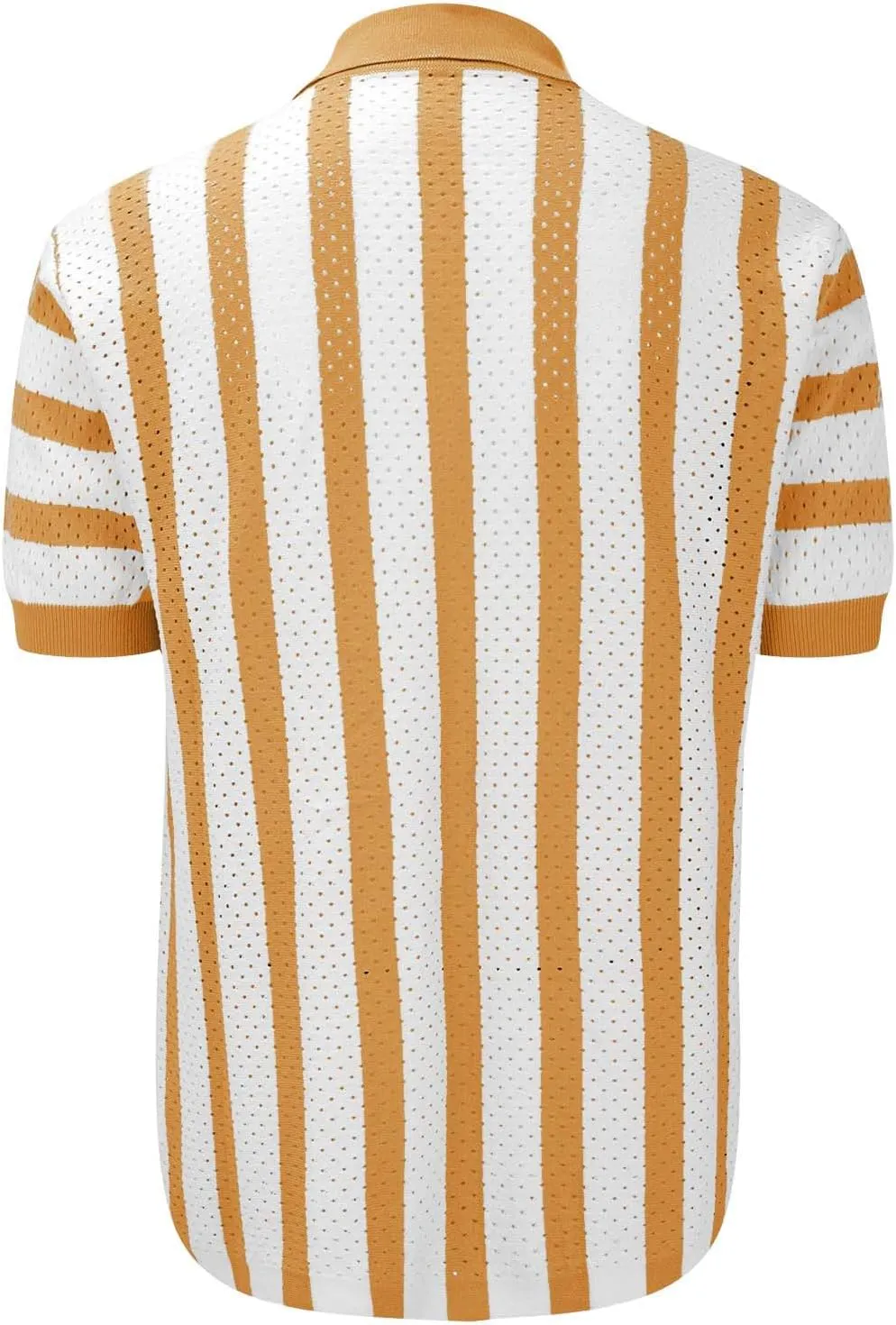 Men's Knit Fishnet Shirts Short Sleeve Button Down Breathable Polo Shirt Fashion Casual Summer Beach Vacation Shirts