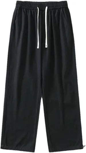 Men's Loose Fit Straight Leg Jogger Pants Elastic Waist Midweight Casual Sweatpants for Spring Autumn