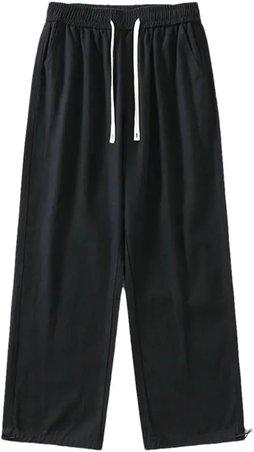 Men's Loose Fit Straight Leg Jogger Pants Elastic Waist Midweight Casual Sweatpants for Spring Autumn