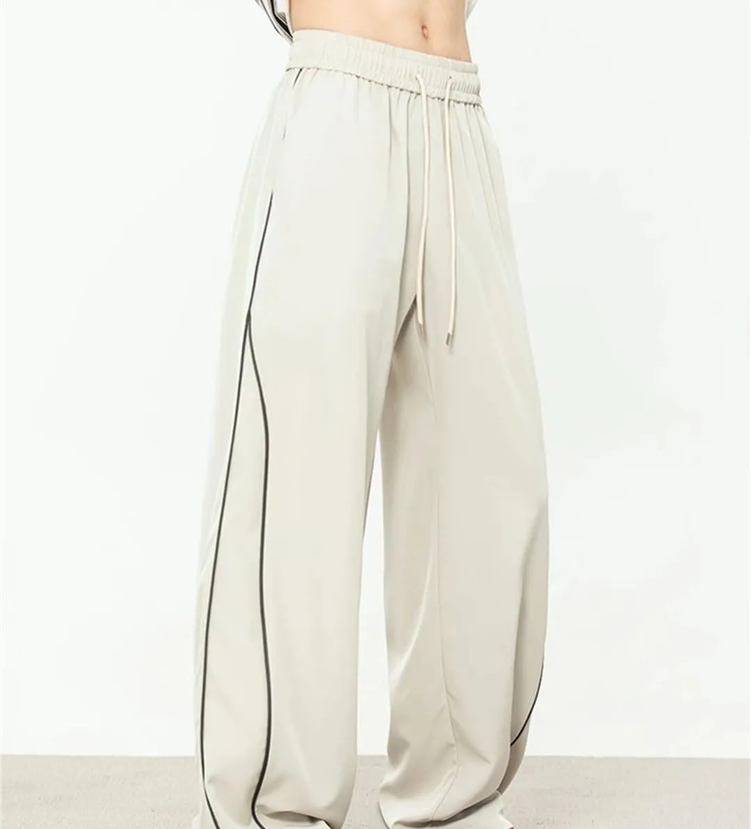 Men's Loose Fit Straight Leg Stripe Joggers with Drawstring Waist Retro Casual Streetwear Pants