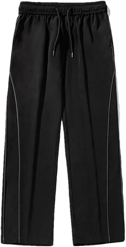 Men's Loose Fit Straight Leg Stripe Joggers with Drawstring Waist Retro Casual Streetwear Pants