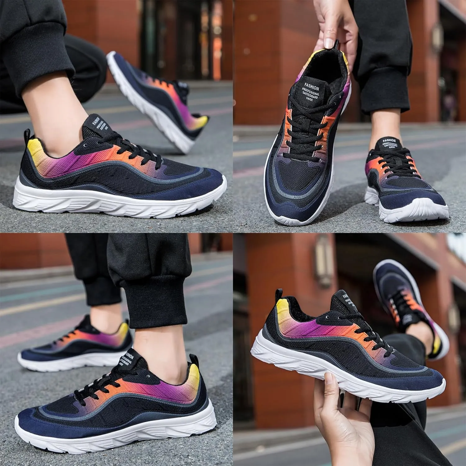 Men's Mesh Lace Up Soft Sole Fashion Sneakers Lightweight Comfortable Breathable Non-Slip Walking Running Casual Sports Shoes for Tennis Trainers