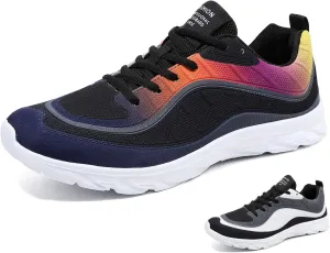 Men's Mesh Lace Up Soft Sole Fashion Sneakers Lightweight Comfortable Breathable Non-Slip Walking Running Casual Sports Shoes for Tennis Trainers