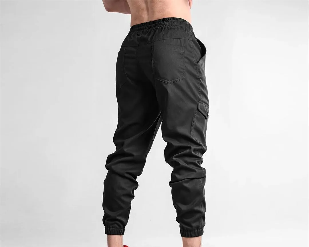 Men's Regular Fit Cargo Pants with Drawstring Waist Full-Length Sports Casual Sweatpants