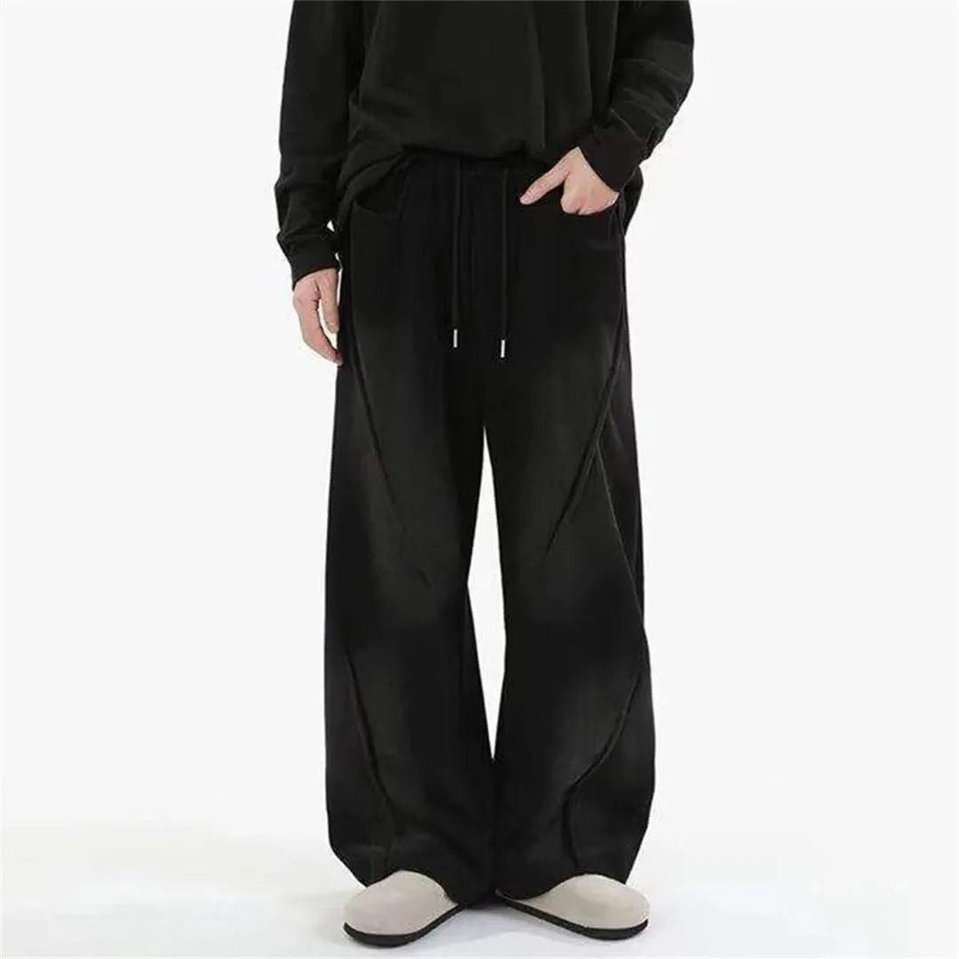 Men's Regular Fit Casual Pants with Elastic Waist Full-Length Straight Leg Loose Trousers