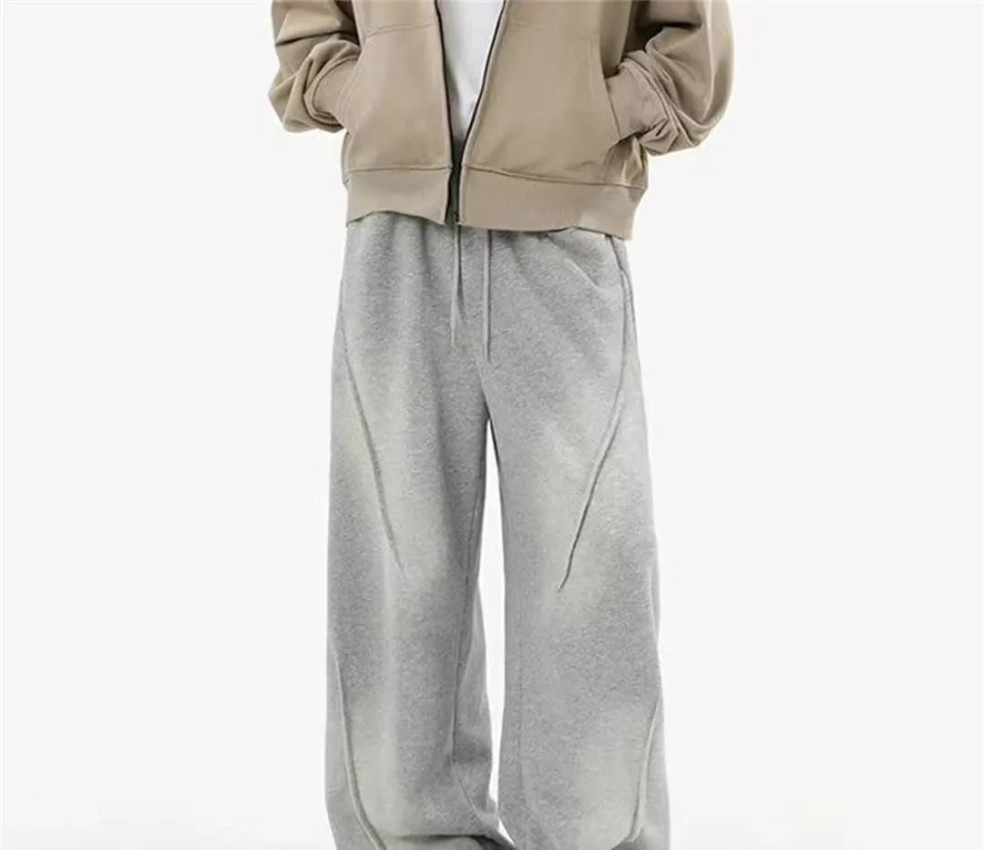 Men's Regular Fit Casual Pants with Elastic Waist Full-Length Straight Leg Loose Trousers