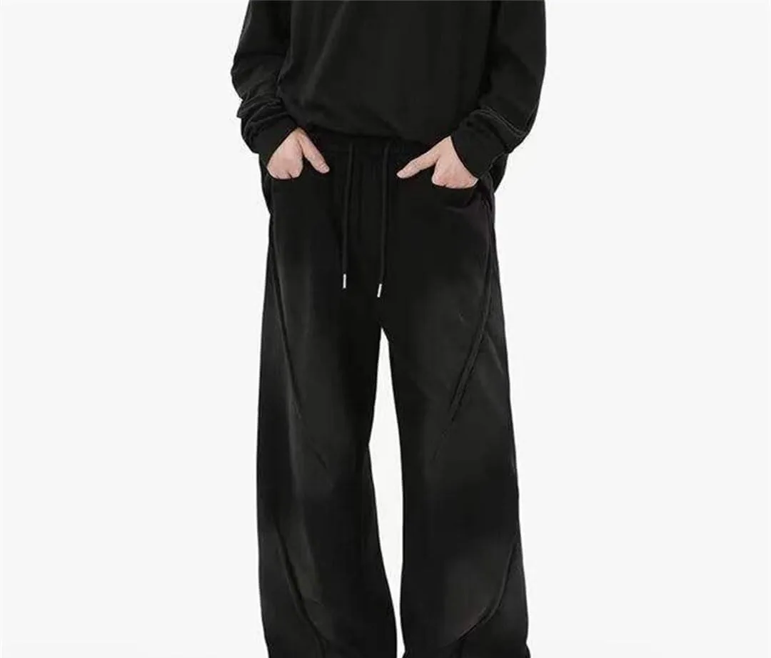 Men's Regular Fit Casual Pants with Elastic Waist Full-Length Straight Leg Loose Trousers