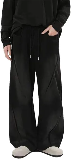 Men's Regular Fit Casual Pants with Elastic Waist Full-Length Straight Leg Loose Trousers