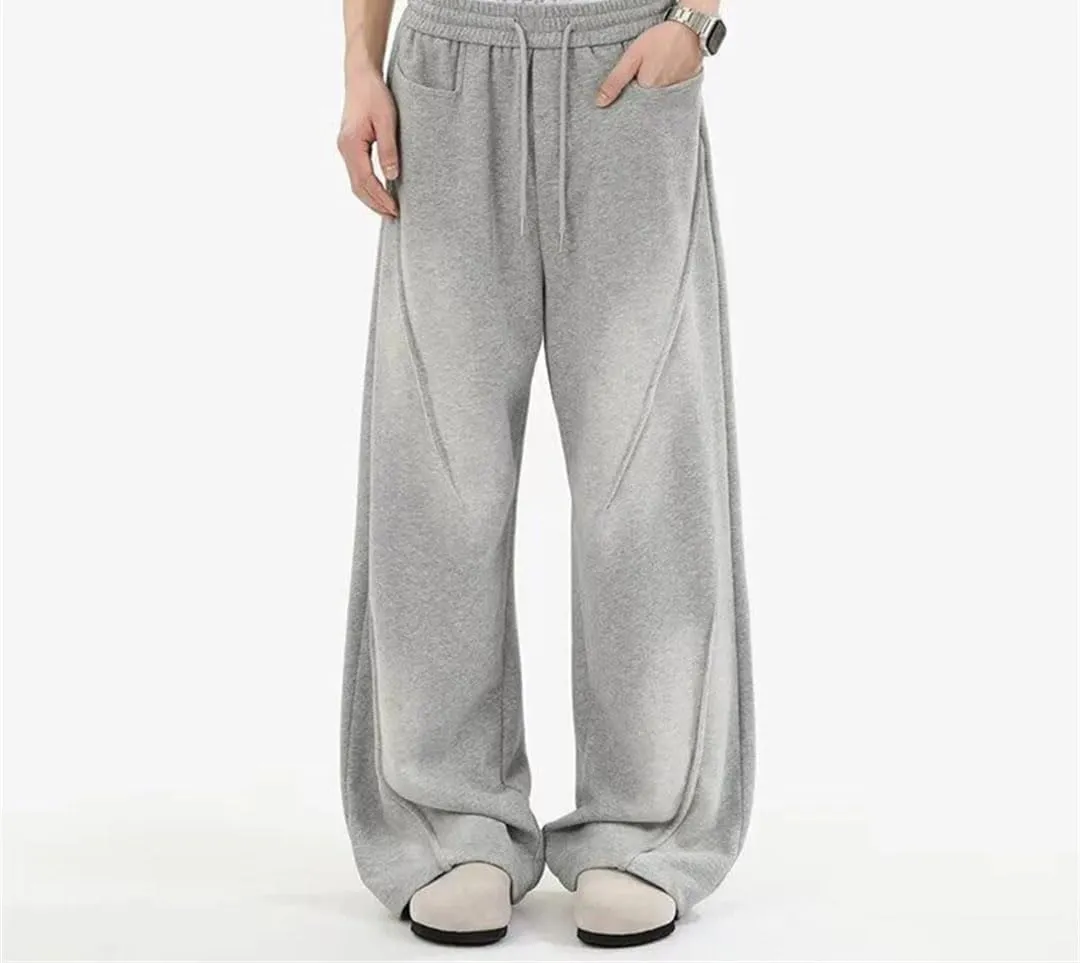 Men's Regular Fit Casual Pants with Elastic Waist Full-Length Straight Leg Loose Trousers