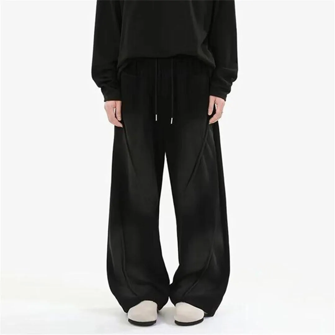Men's Regular Fit Casual Pants with Elastic Waist Full-Length Straight Leg Loose Trousers
