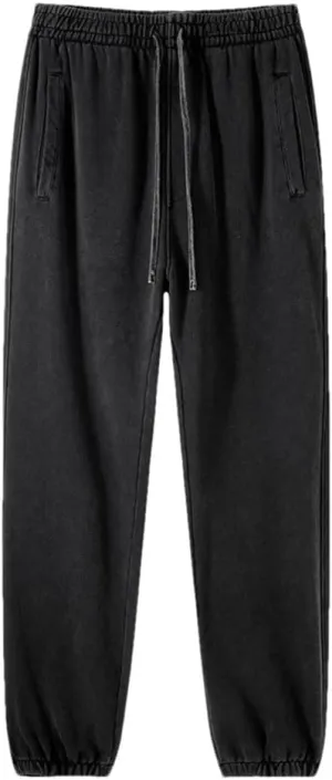 Men's Retro Cotton Sweatpants Elastic Waist Loose Fit Heavy Weight Casual Joggers Pants