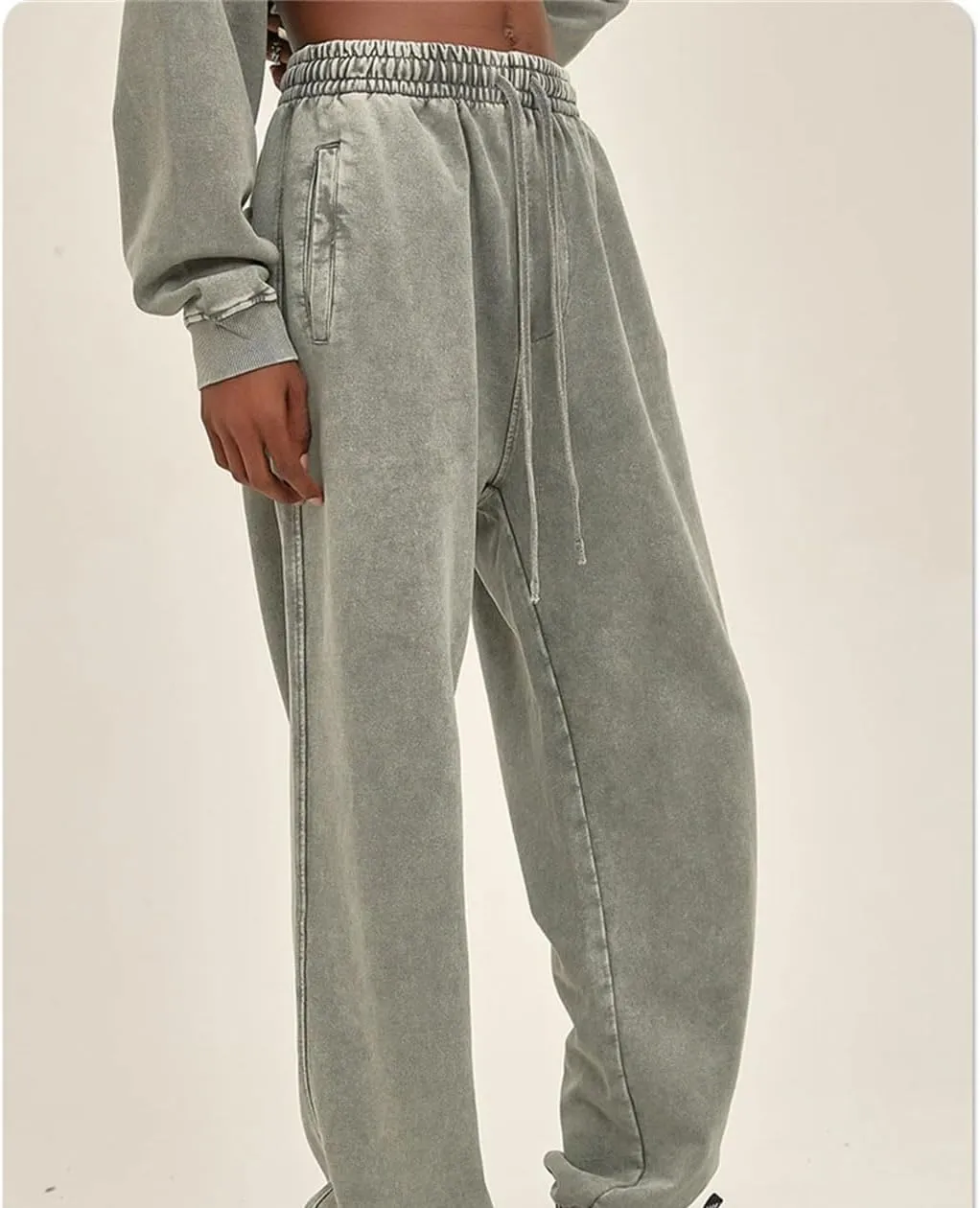 Men's Retro Cotton Sweatpants Elastic Waist Loose Fit Heavy Weight Casual Joggers Pants