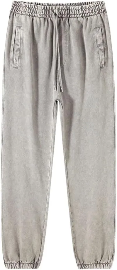 Men's Retro Cotton Sweatpants Elastic Waist Loose Fit Heavy Weight Casual Joggers Pants
