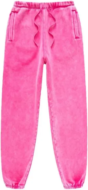 Men's Retro Fleece Sweatpants Elastic Waist Loose Fit Casual Solid Joggers Pants