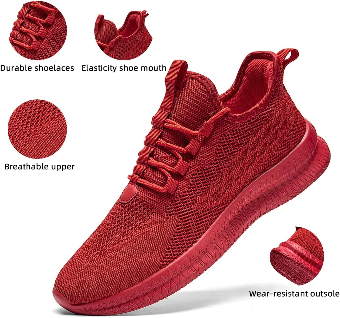 Men's Running Shoes Walking Sneakers Tennis Mens Shoes Casual Road Fashion Breathable Lightweight Slip on Workout Sport for Gym