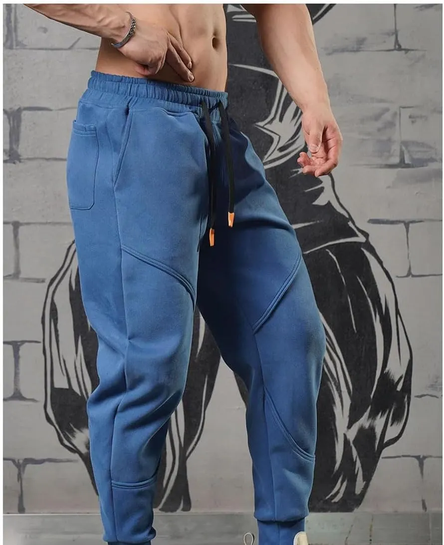 Men's Skinny-Fit Sports Joggers with Drawstring Waist Full-Length Gym Running Training Casual Sweatpants