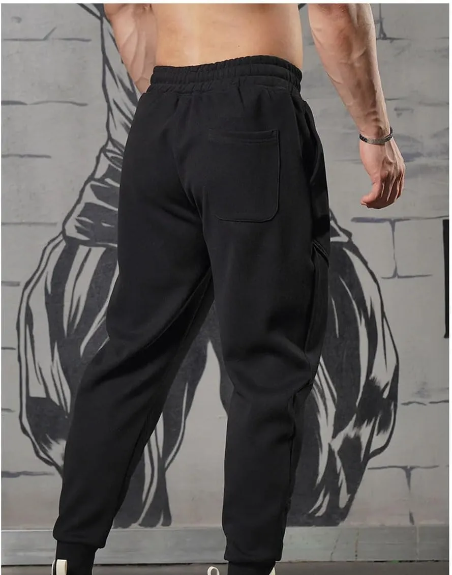 Men's Skinny-Fit Sports Joggers with Drawstring Waist Full-Length Gym Running Training Casual Sweatpants