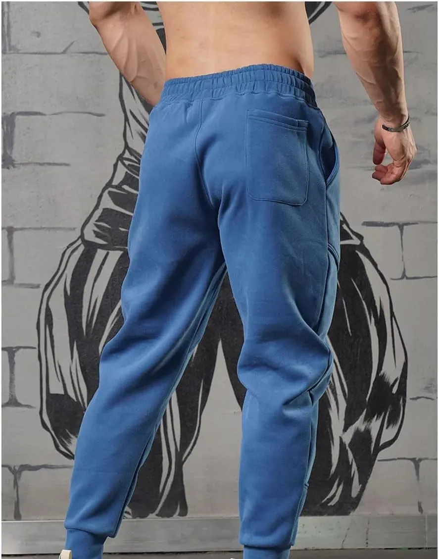 Men's Skinny-Fit Sports Joggers with Drawstring Waist Full-Length Gym Running Training Casual Sweatpants