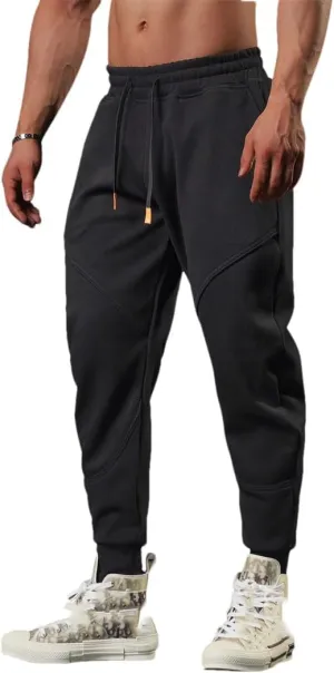 Men's Skinny-Fit Sports Joggers with Drawstring Waist Full-Length Gym Running Training Casual Sweatpants